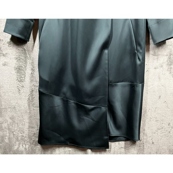 AYR Coat Jacket Womens Size Small Dark Green Satin Pockets - Picture 3 of 9